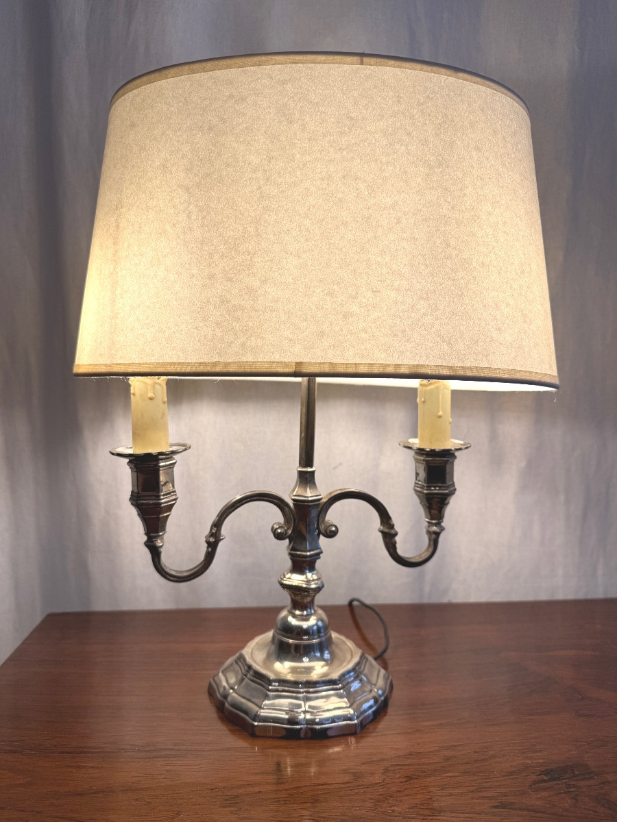 Lampe bouillotte en métal argenté-photo-7