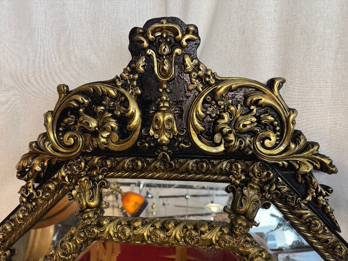 Miroir à parcloses  d'époque Napoléon III-photo-2
