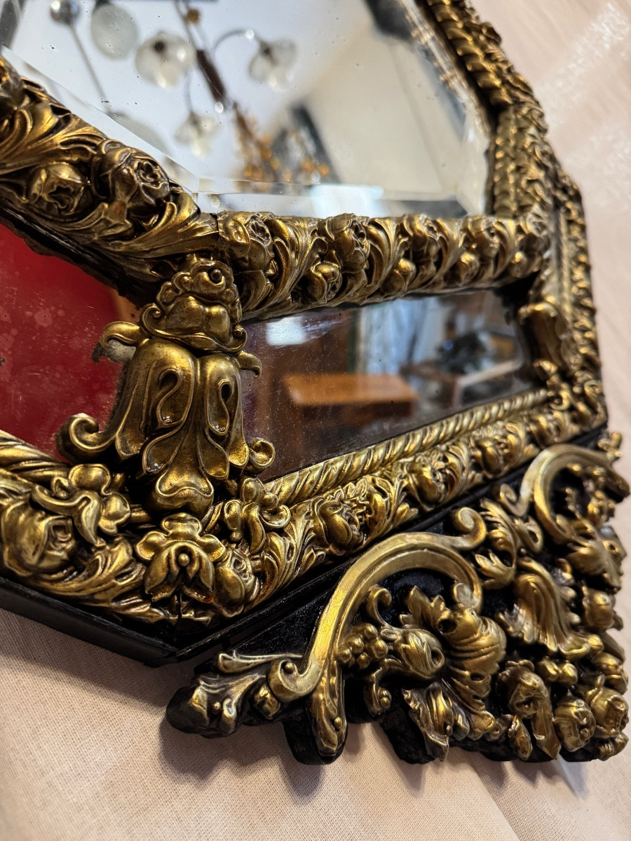 Miroir à parcloses  d'époque Napoléon III-photo-4