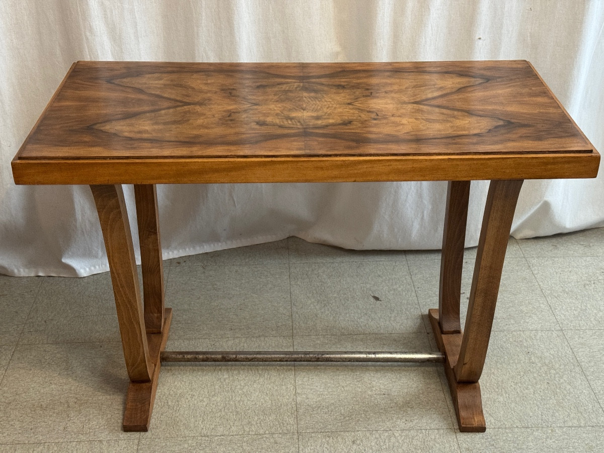 Art Deco Walnut Console Table-photo-4