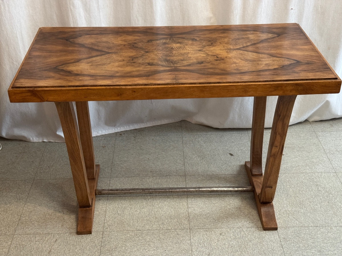 Art Deco Walnut Console Table-photo-4