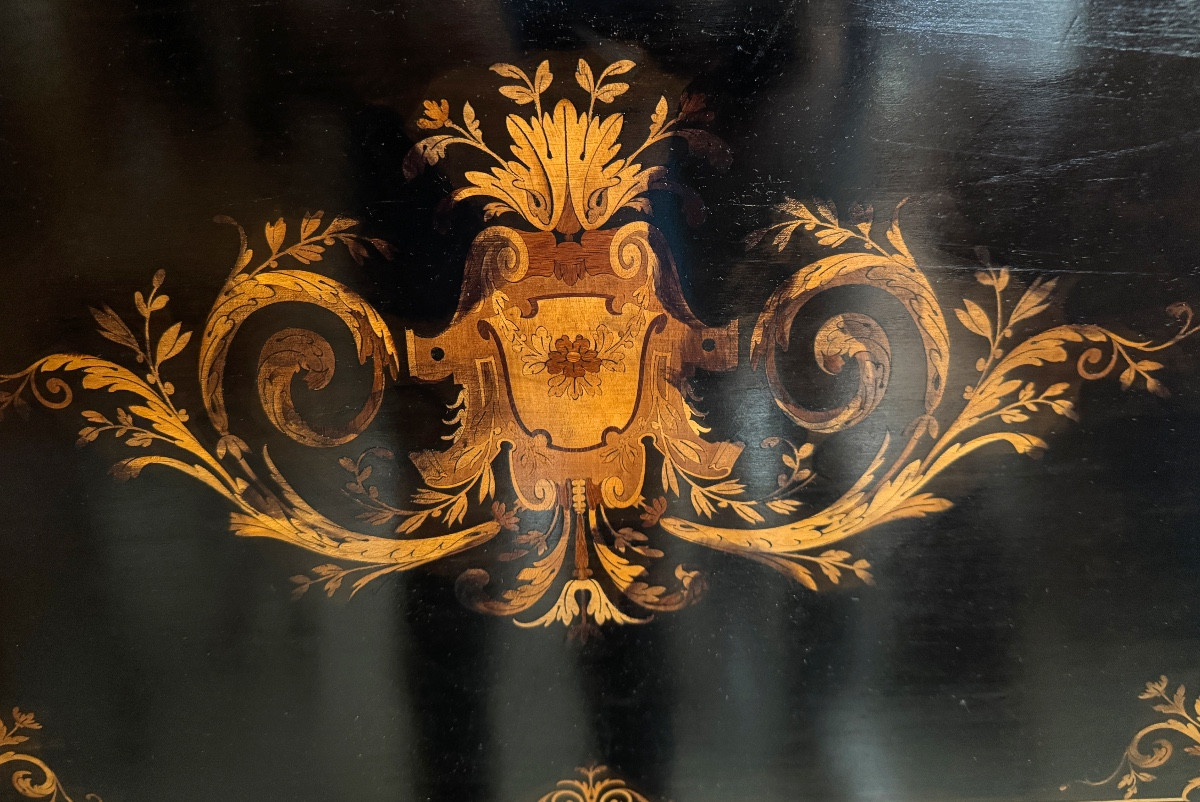 Secrétaire en marqueterie et laque d'époque Napoléon III-photo-2