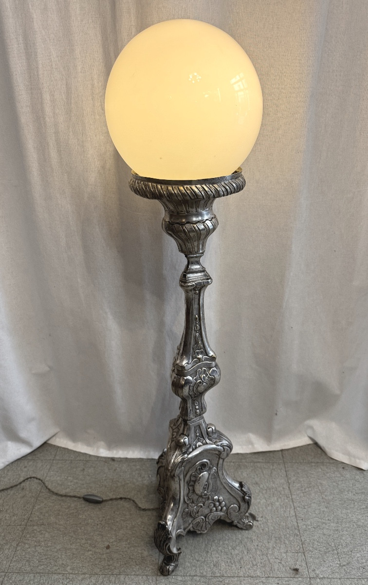 Pique cierge en metal argenté