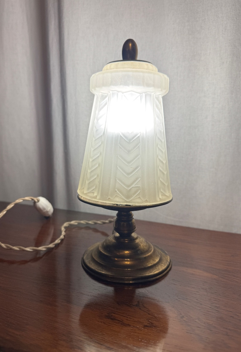 Veilleuse en laiton d’époque Art Deco-photo-2