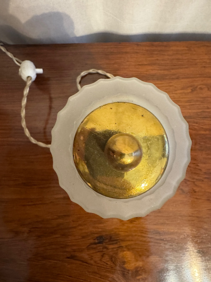 Veilleuse en laiton d’époque Art Deco-photo-3