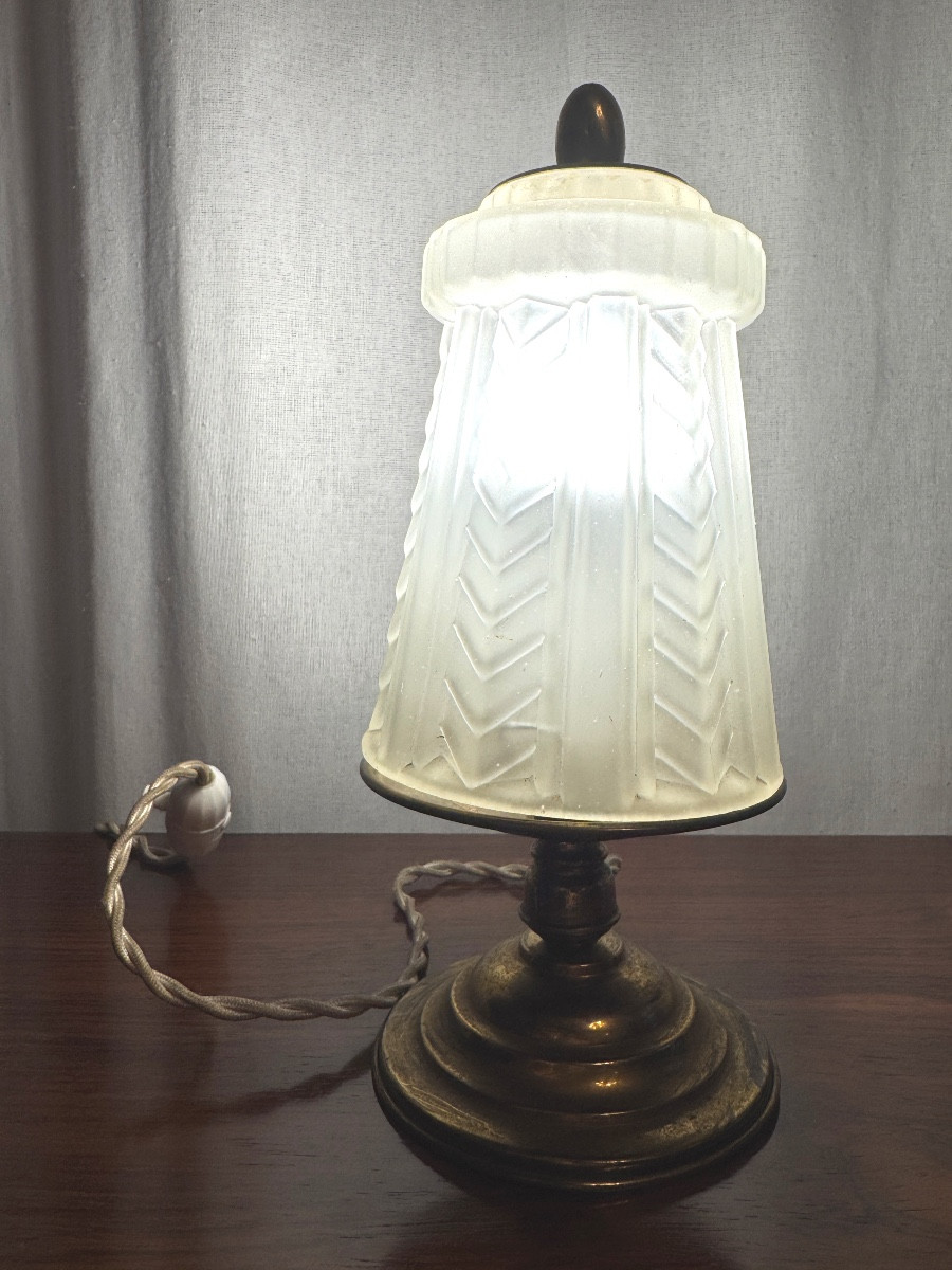 Veilleuse en laiton d’époque Art Deco-photo-4