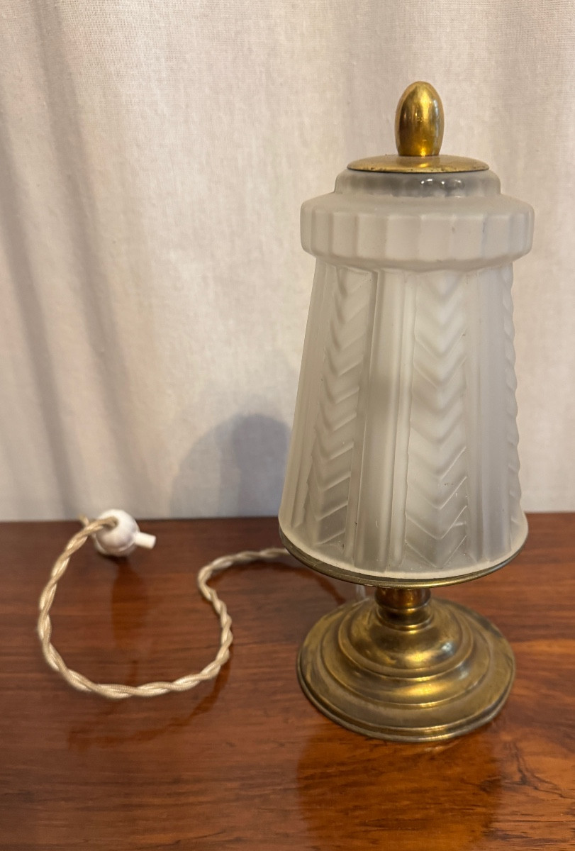 Veilleuse en laiton d’époque Art Deco-photo-2