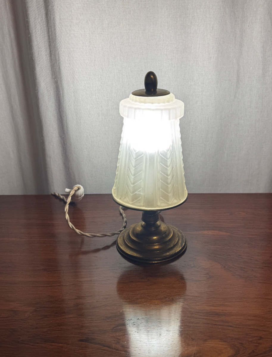 Veilleuse en laiton d’époque Art Deco-photo-4