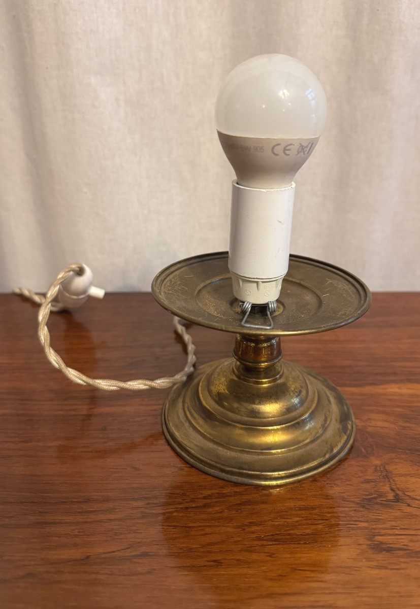 Veilleuse en laiton d’époque Art Deco-photo-5