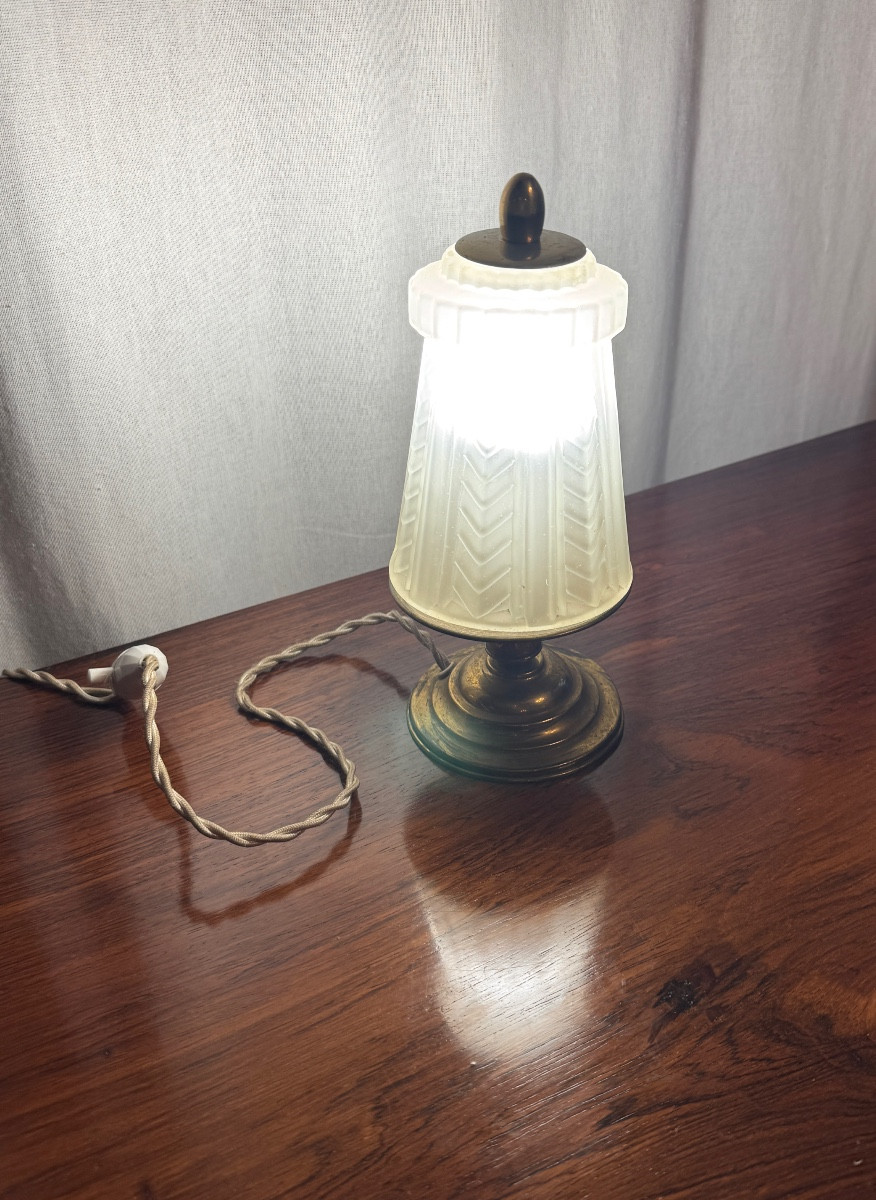 Veilleuse en laiton d’époque Art Deco-photo-6