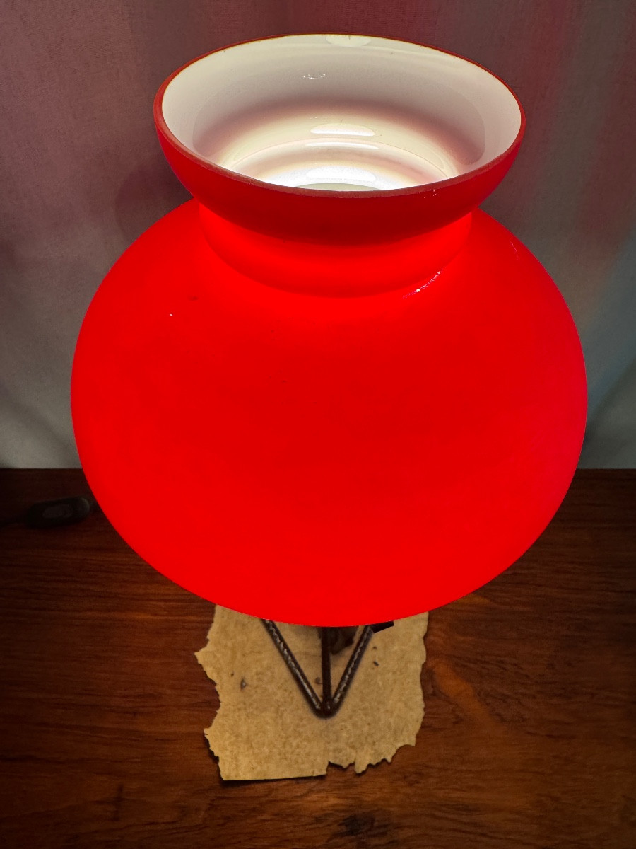 Lampe Parachute rouge d’époque Art Deco-photo-3