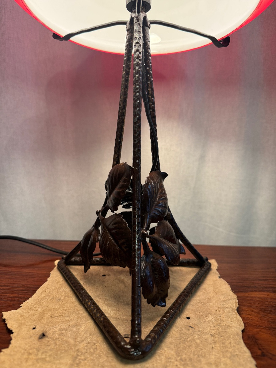 Lampe Parachute rouge d’époque Art Deco-photo-4
