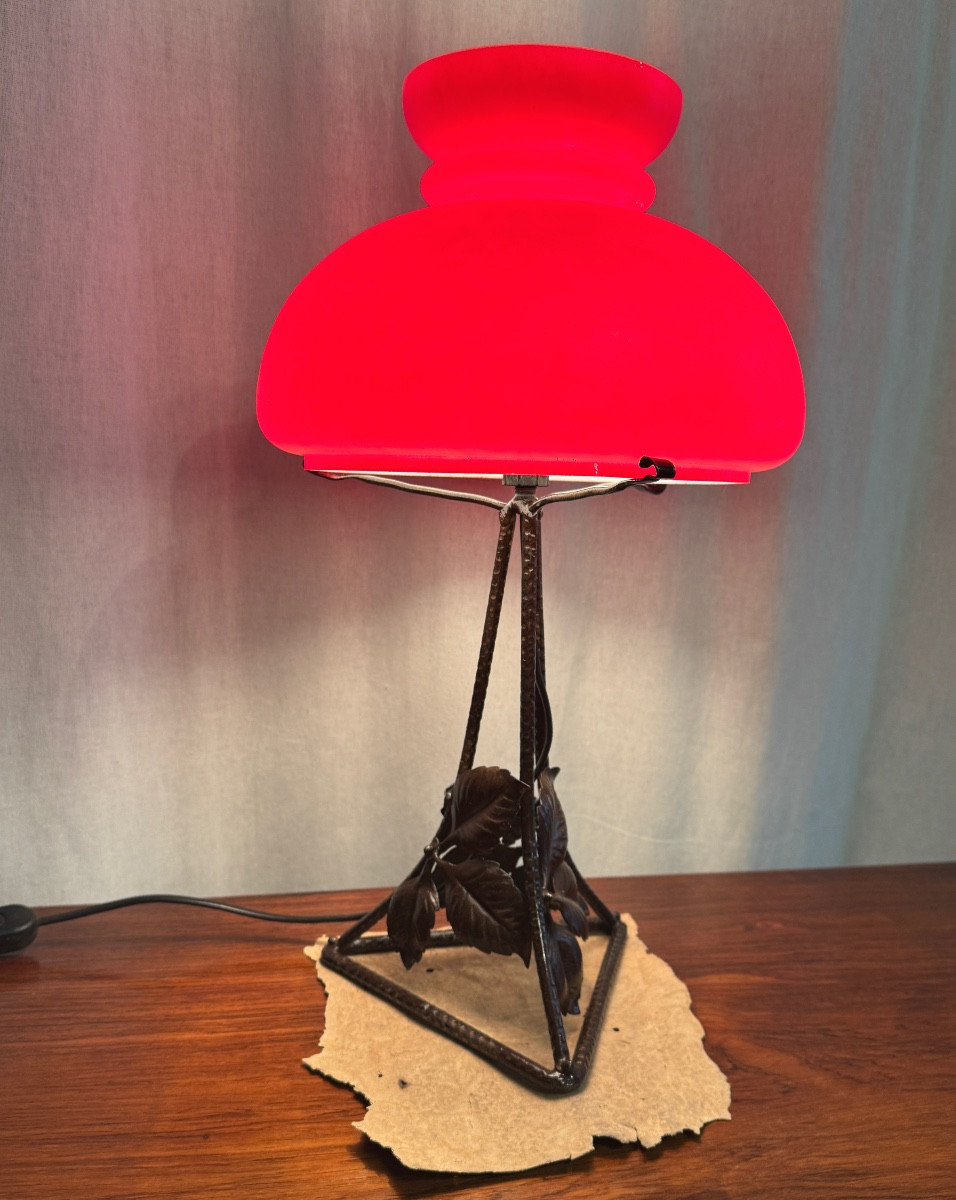Lampe Parachute rouge d’époque Art Deco-photo-1