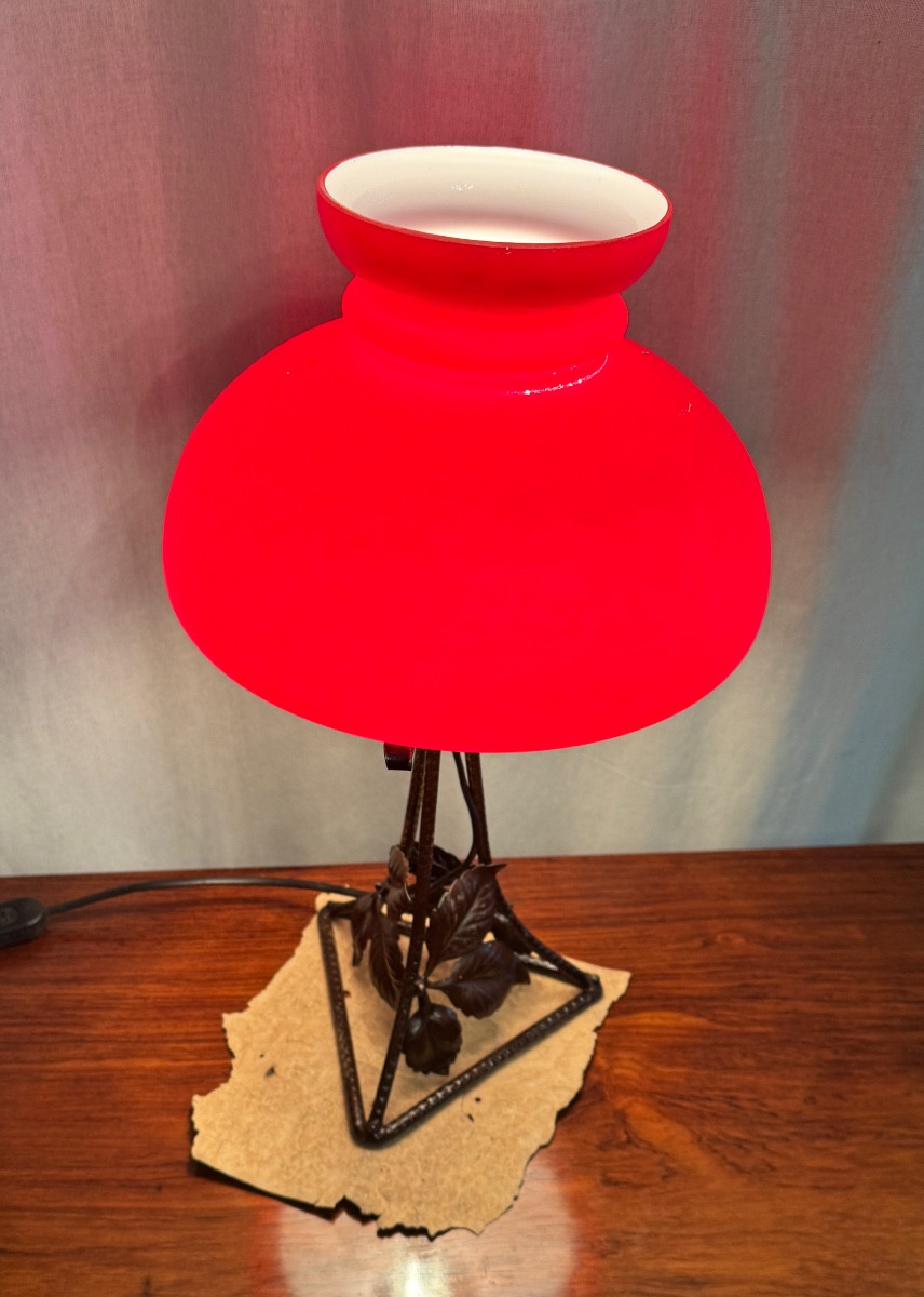 Lampe Parachute rouge d’époque Art Deco-photo-3