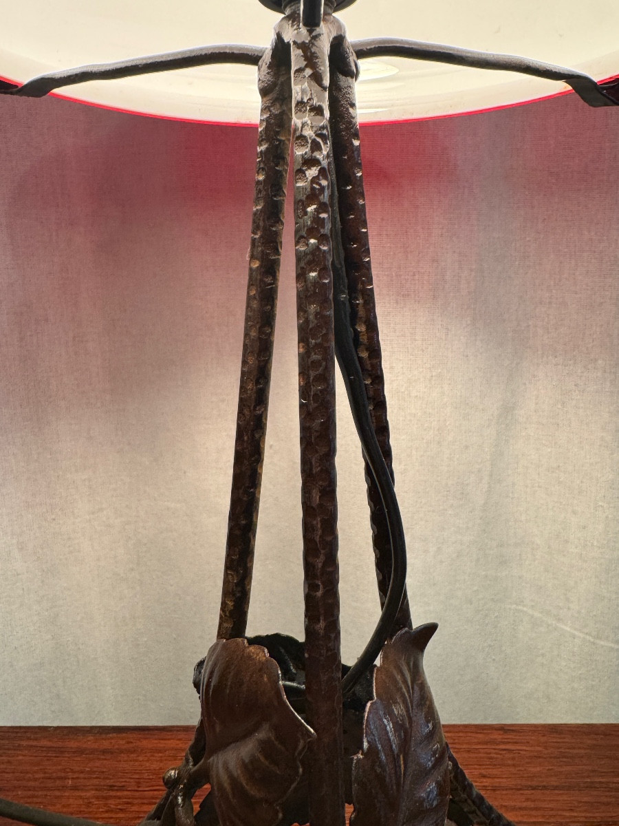 Lampe Parachute rouge d’époque Art Deco-photo-6