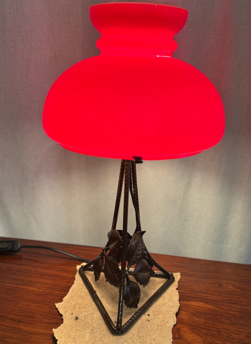 Lampe Parachute rouge d’époque Art Deco