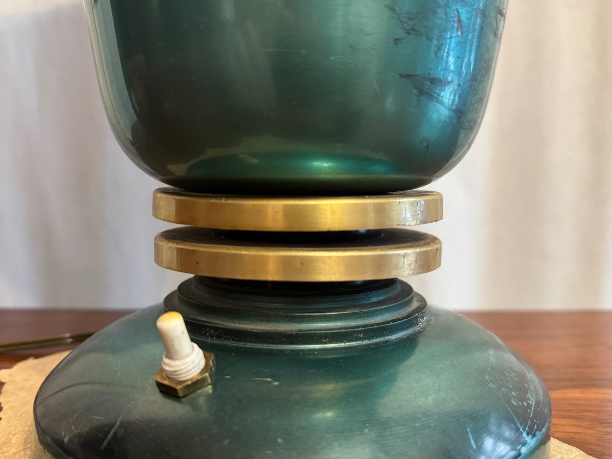 Lampe tulipe verte d’époque Art Deco-photo-2