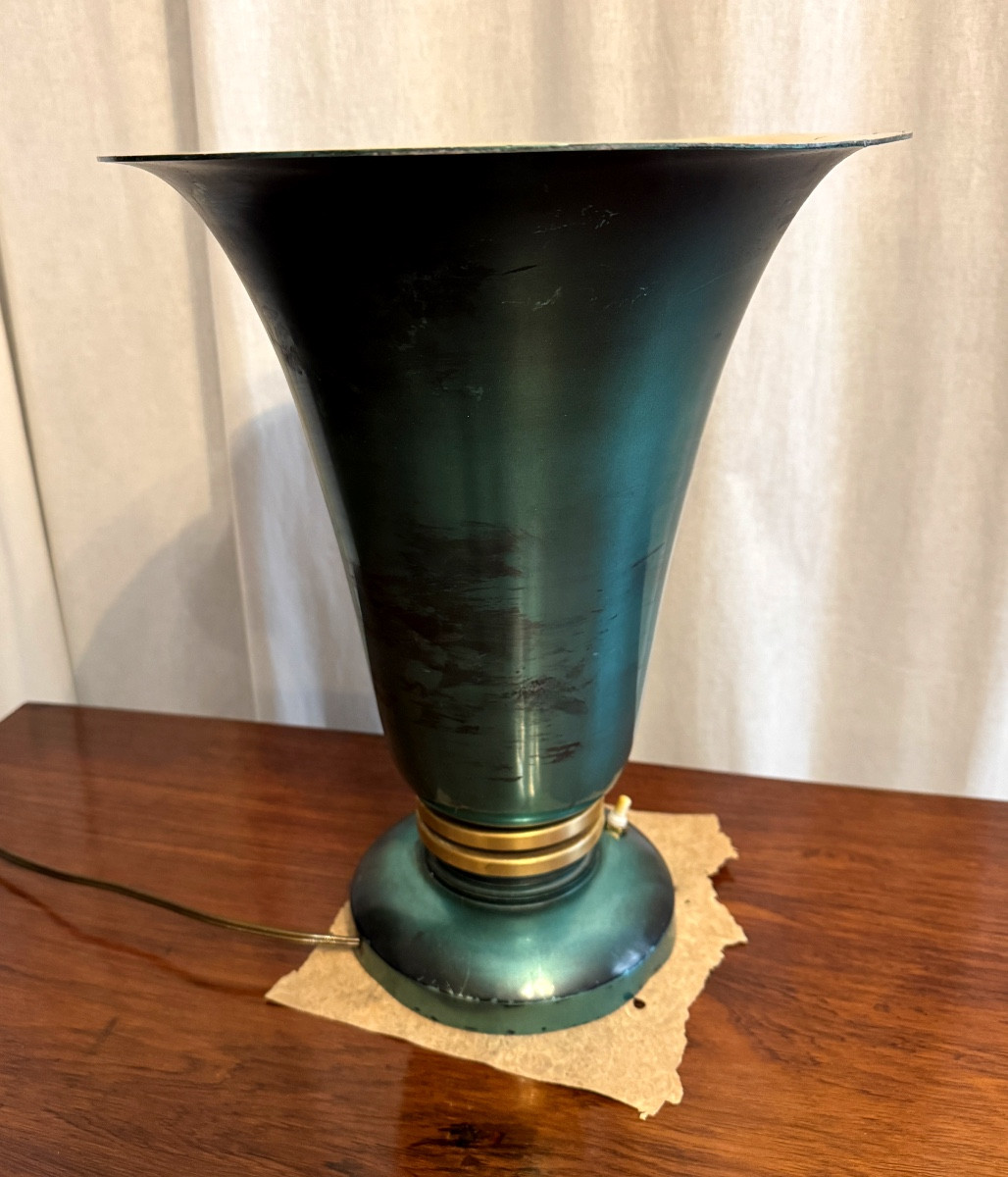 Lampe tulipe verte d’époque Art Deco-photo-3