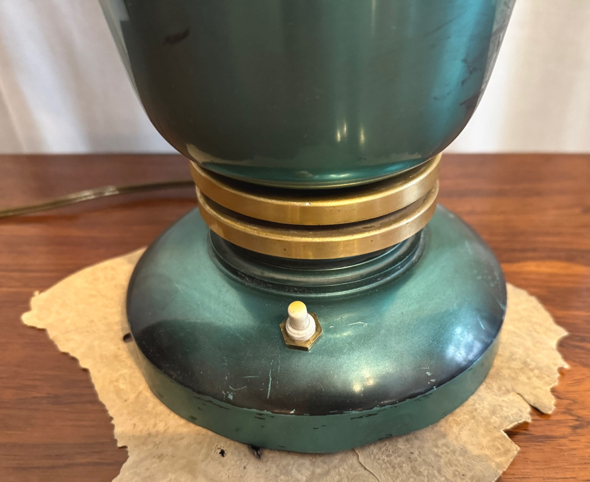 Lampe tulipe verte d’époque Art Deco-photo-4