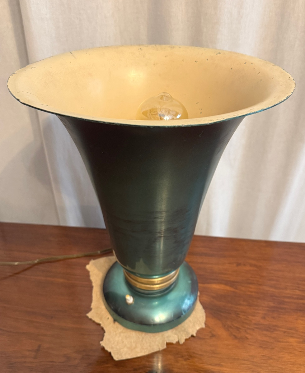 Lampe tulipe verte d’époque Art Deco-photo-1