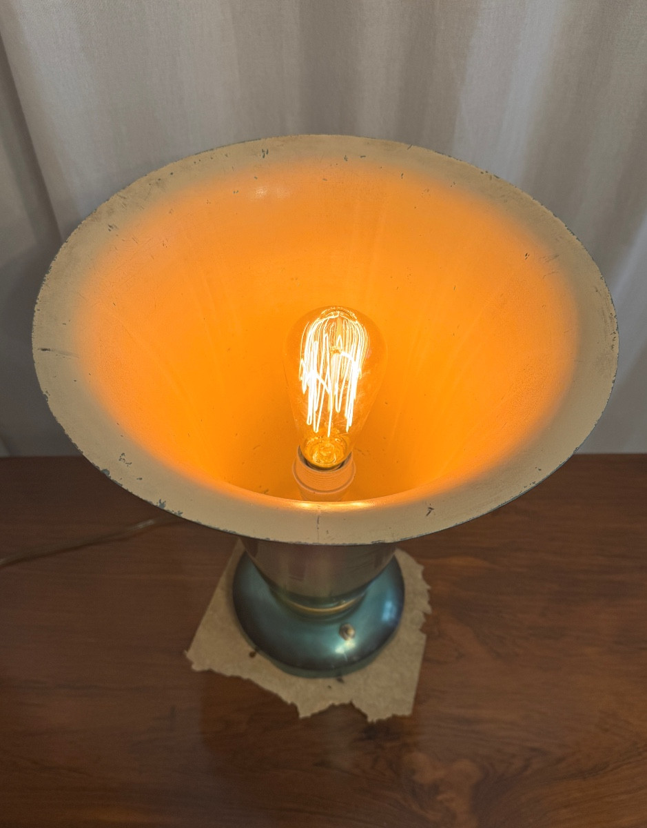 Lampe tulipe verte d’époque Art Deco-photo-2