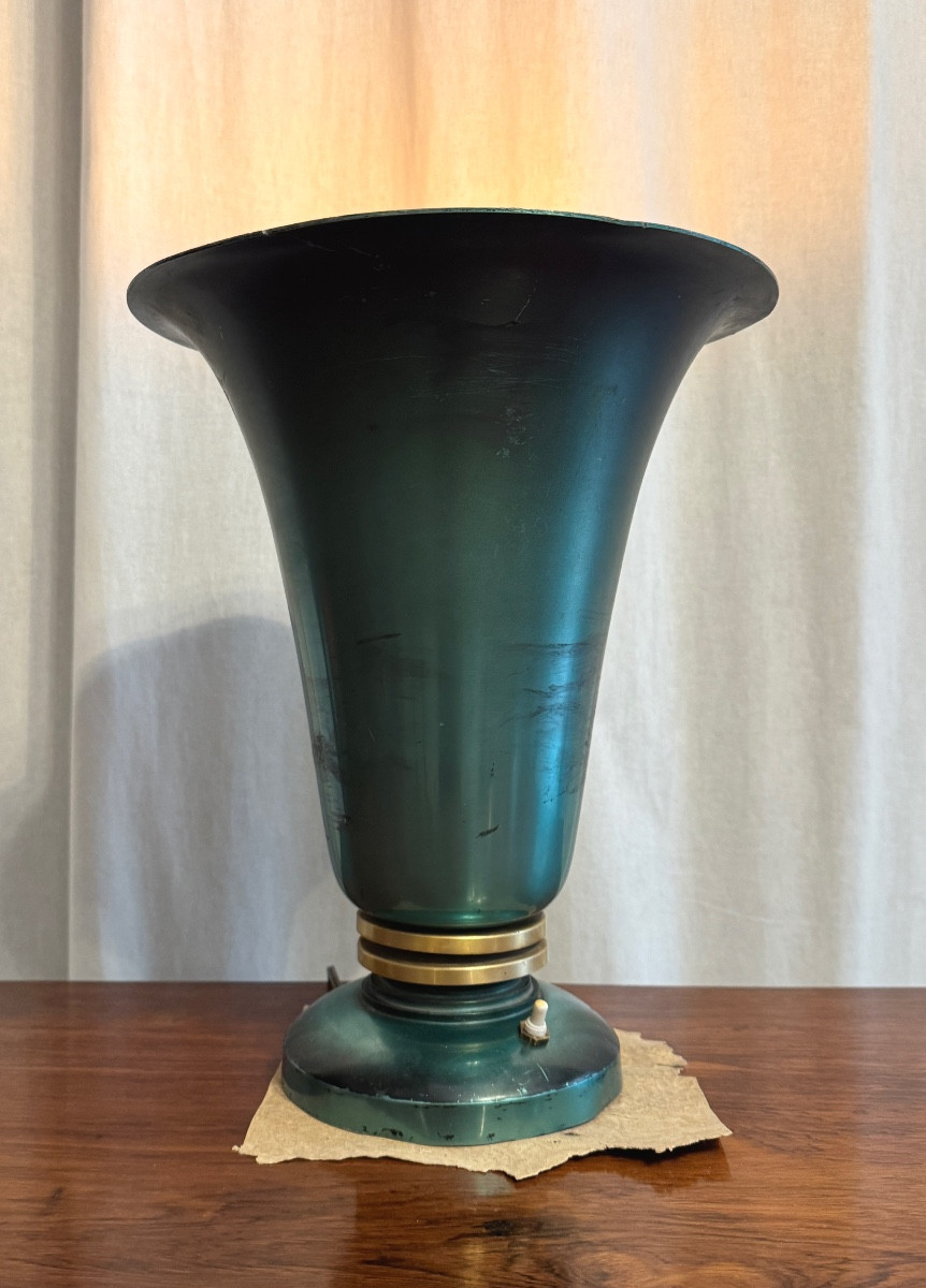 Lampe tulipe verte d’époque Art Deco-photo-3