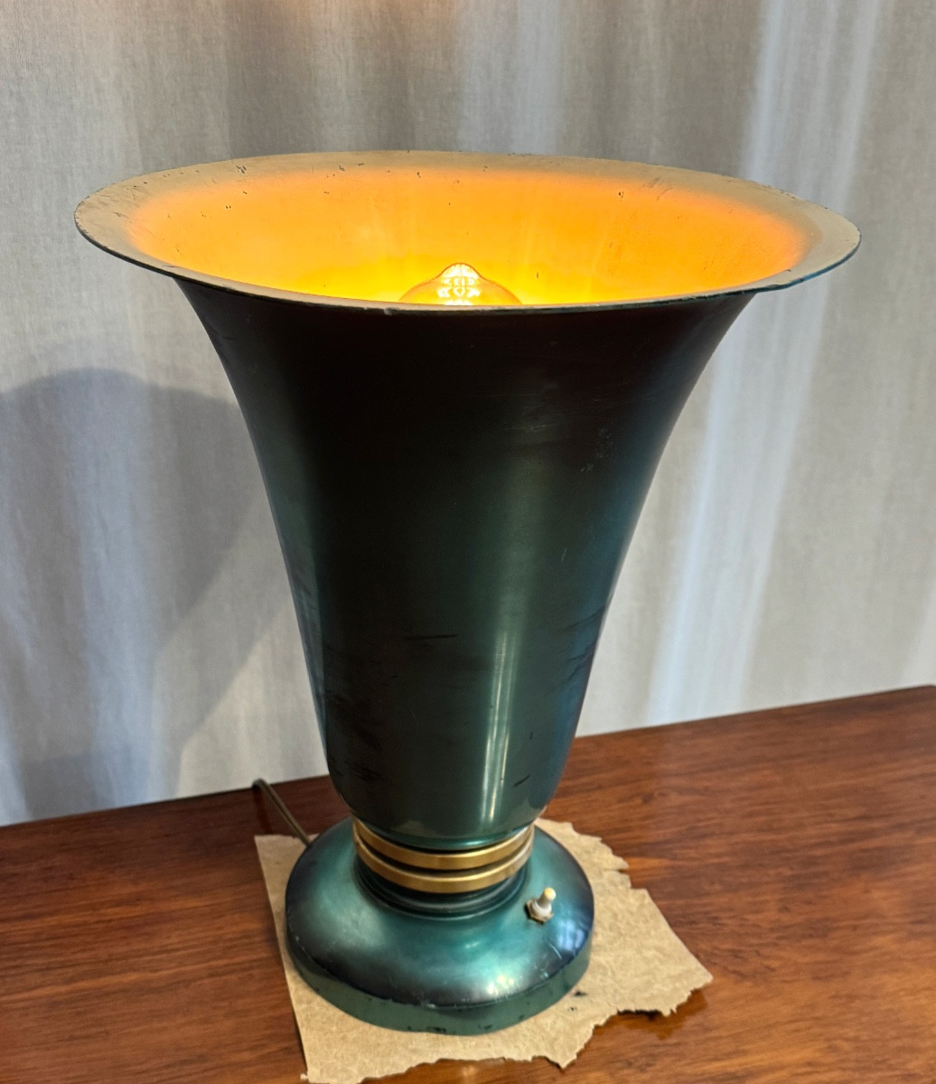 Lampe tulipe verte d’époque Art Deco
