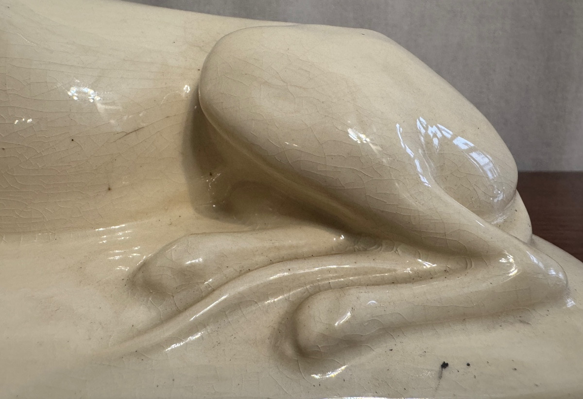 Lévrier en faïence de sarreguemine-photo-4