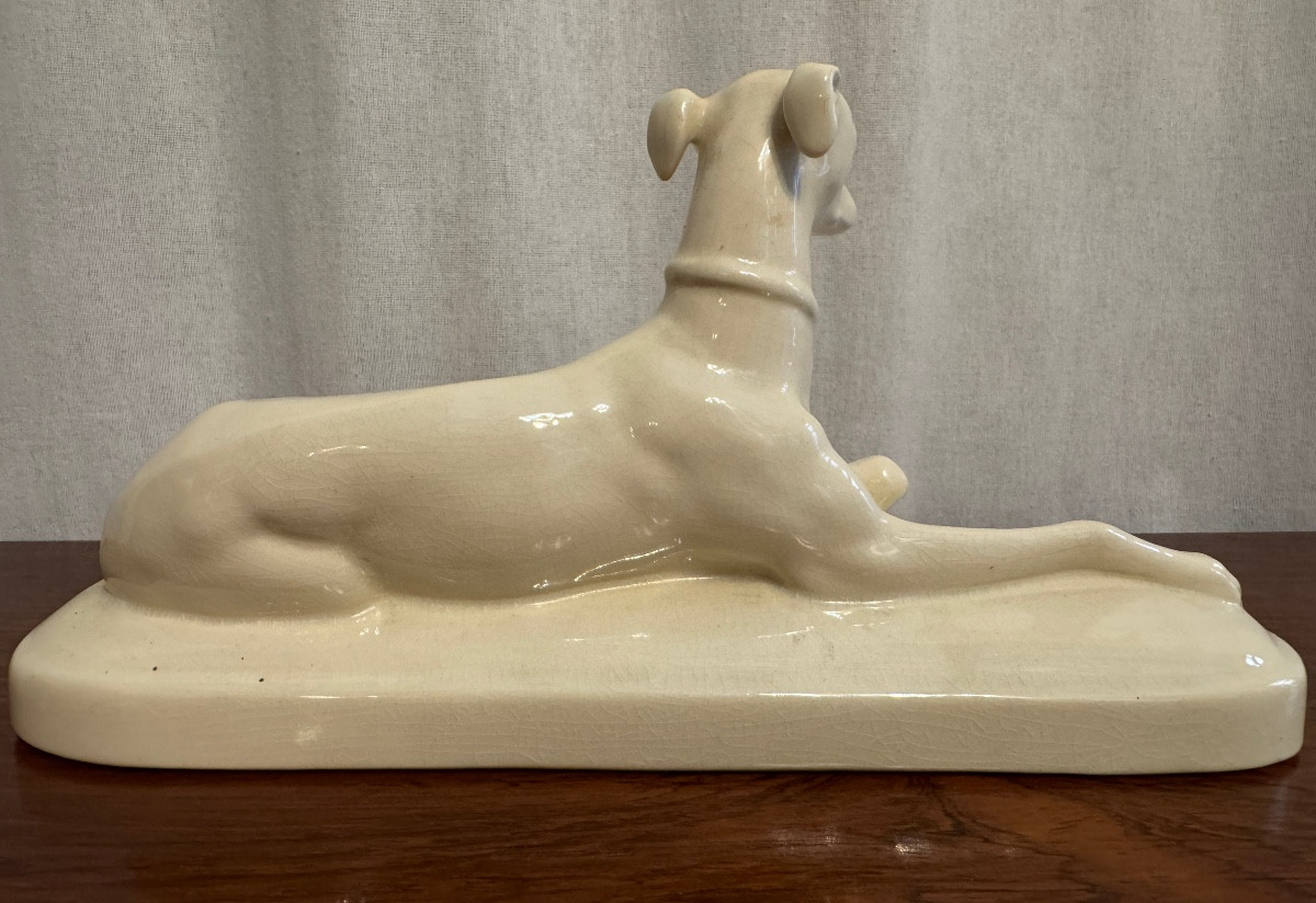 Lévrier en faïence de sarreguemine-photo-5