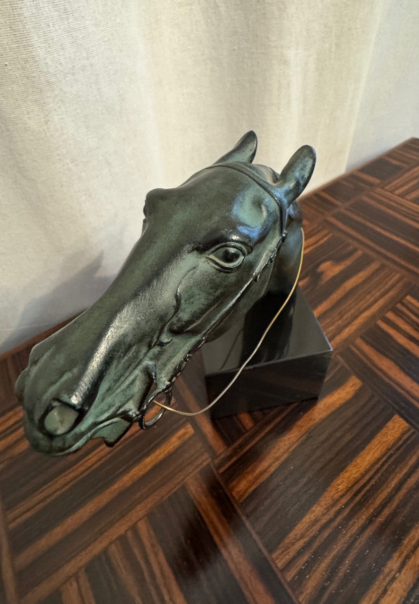 Buste de cheval en bronze-photo-3