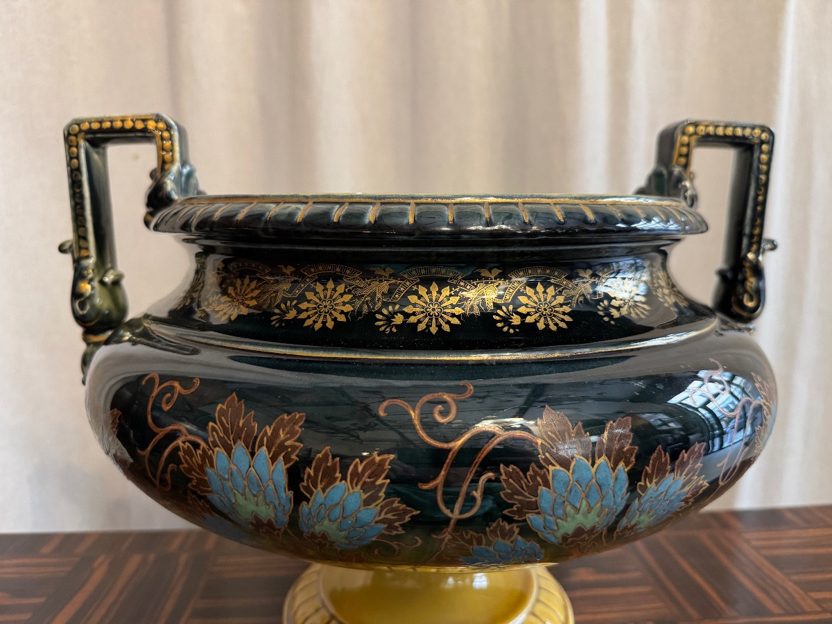 Paire de vasques Sarreguemines d'époque art nouveau-photo-8