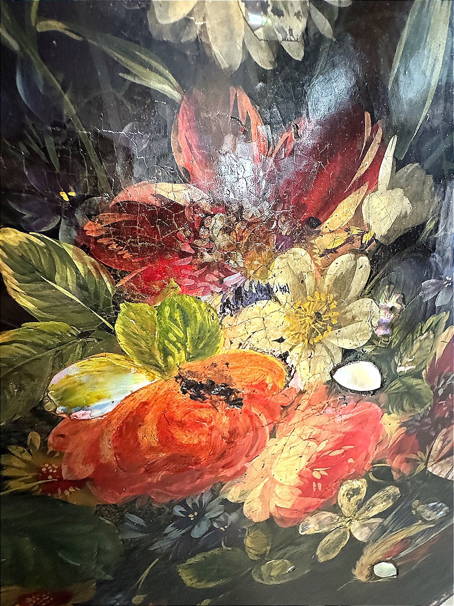 Guéridon chantourné laqué nacré d’époque Napoléon III-photo-2