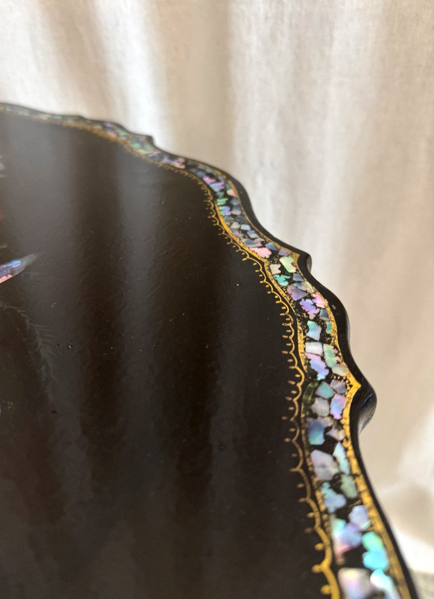 Guéridon chantourné laqué nacré d’époque Napoléon III-photo-8