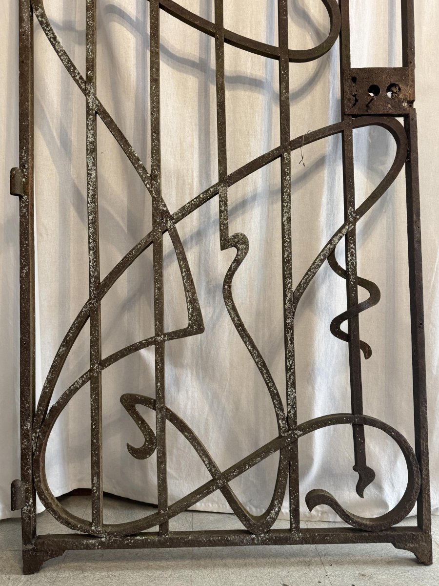 Portail en fer forgé d’époque Art Nouveau-photo-3