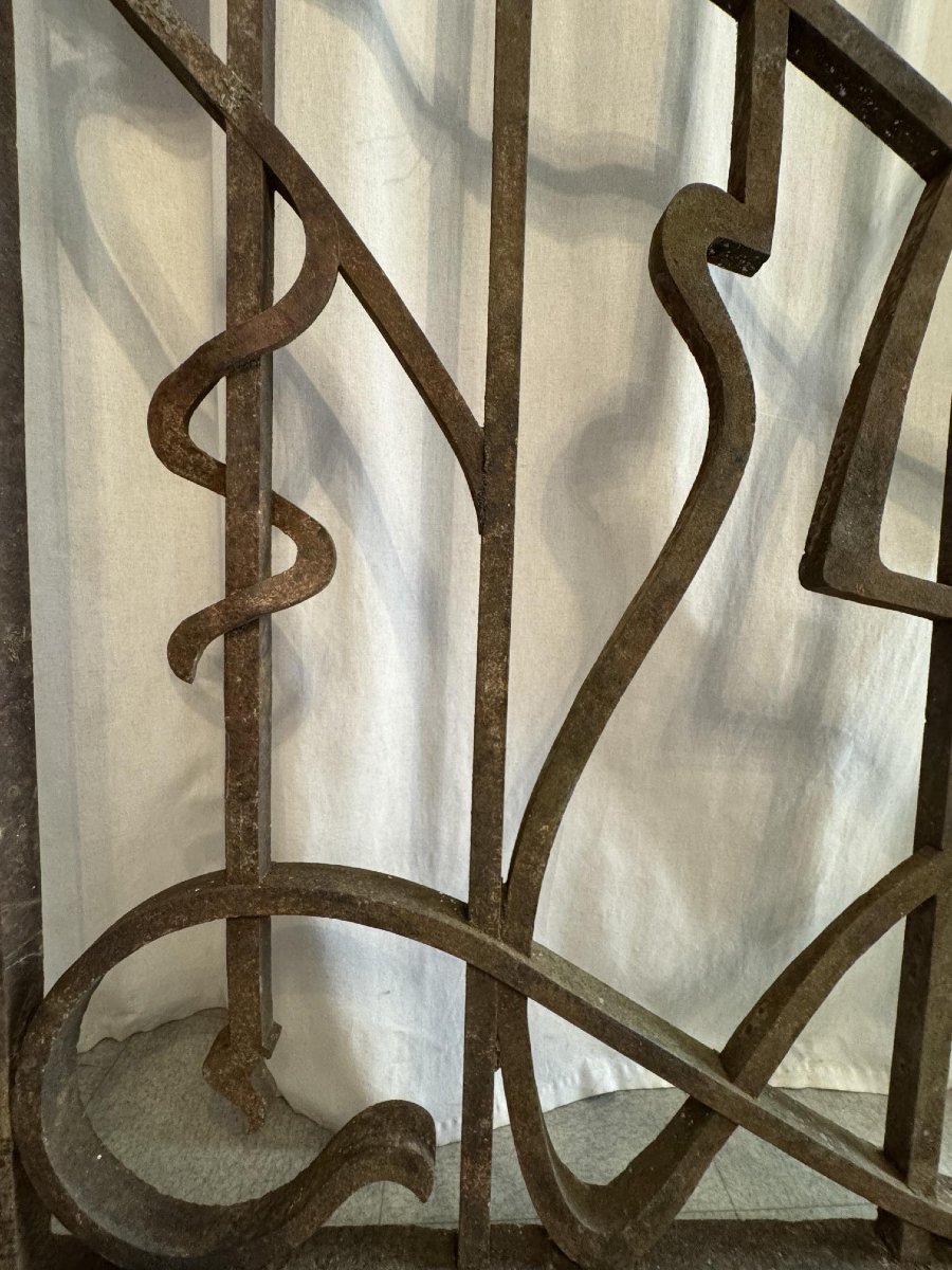 Portail en fer forgé d’époque Art Nouveau-photo-7