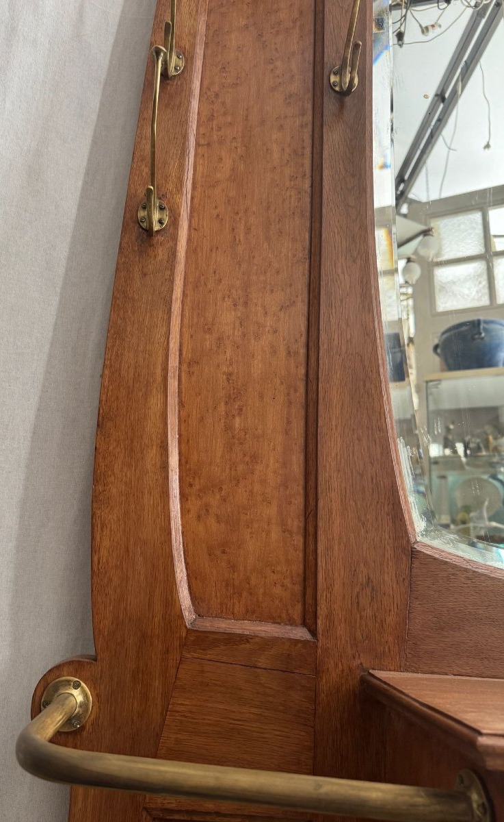 Art Nouveau-era Coat Hook Made Of Mottled Maple-photo-3