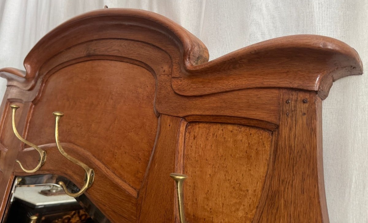 Art Nouveau-era Coat Hook Made Of Mottled Maple-photo-4