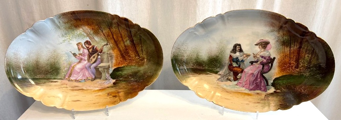 Pair Of Hand-painted Limoges Plates