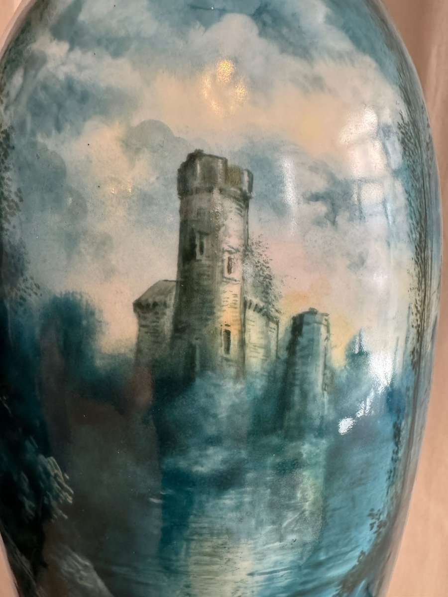Limoges Celadon Blue Vase-photo-2