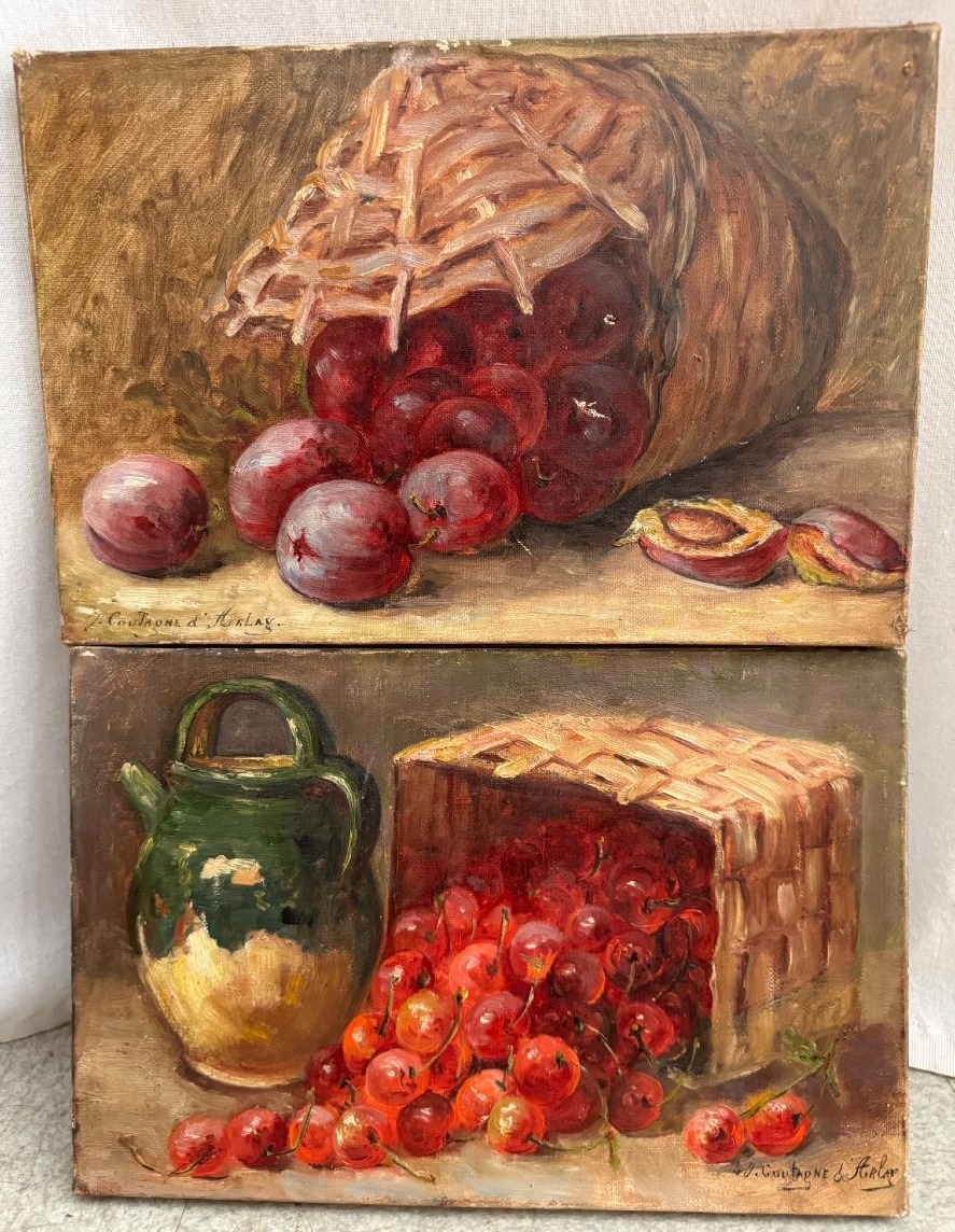 Paire de nature morte au panier
