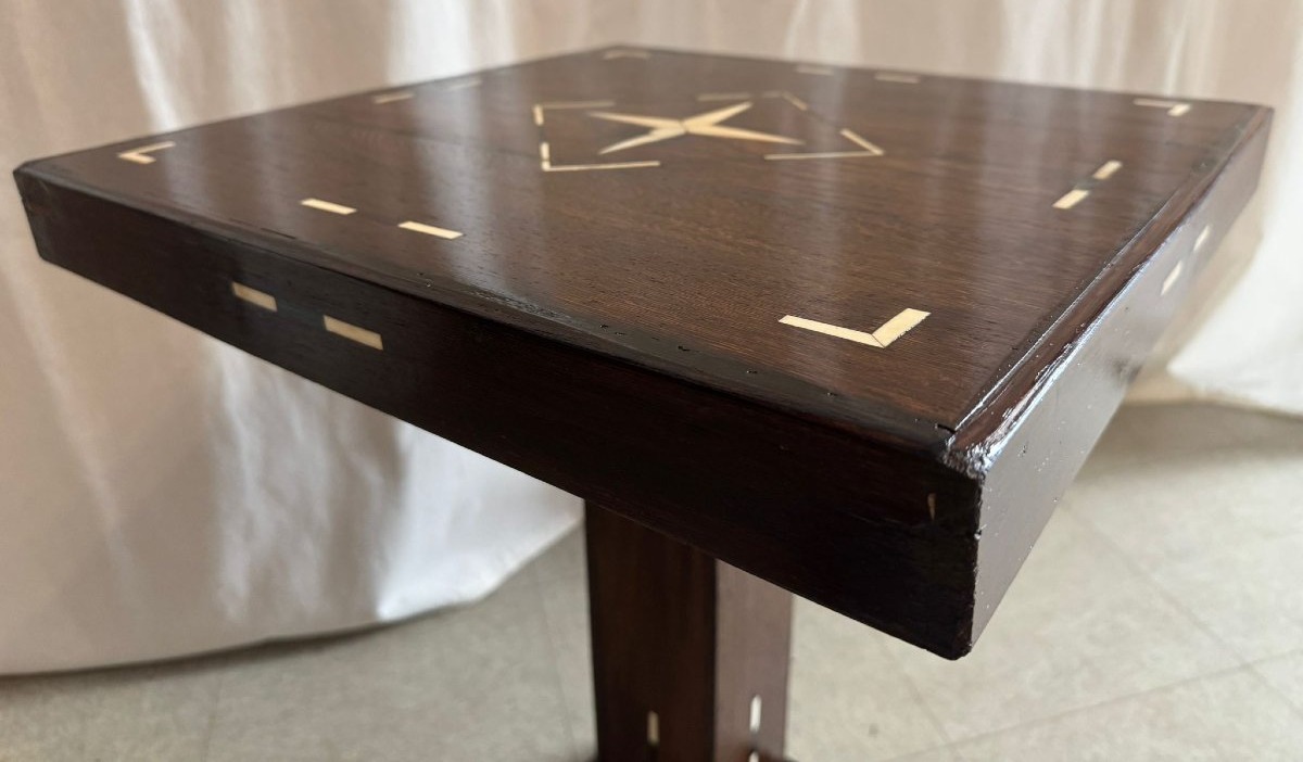 Art Deco-era Palm Wood Side Table-photo-4