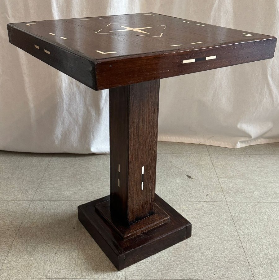 Art Deco-era Palm Wood Side Table-photo-7