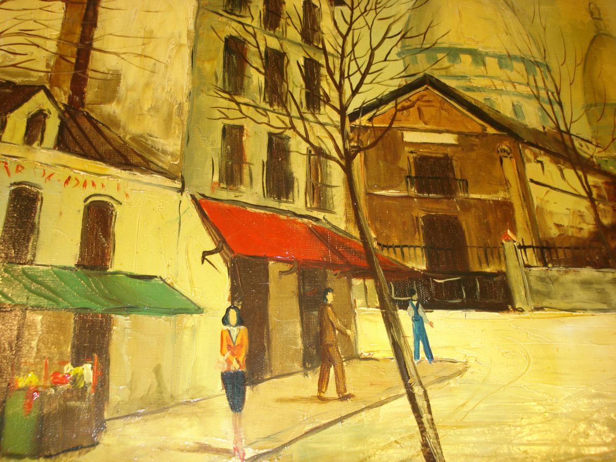 View Of Paris Oil On Canvas Art Deco-photo-4