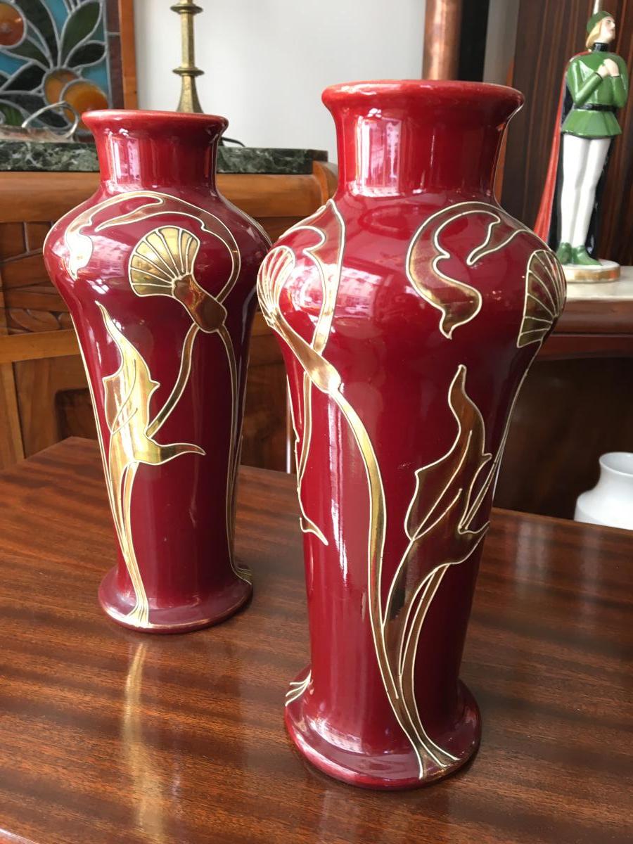 Paire De Vases d'époque Art Nouveau