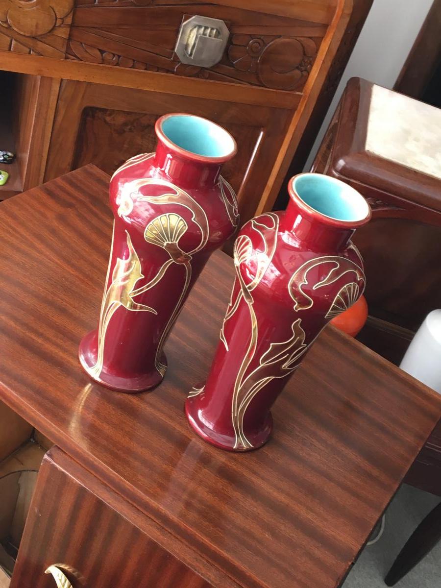 Paire De Vases d'époque Art Nouveau-photo-2