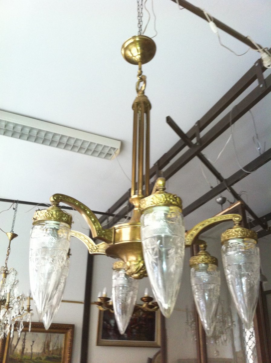 Baccarrat Chandelier, Art Deco Period-photo-4