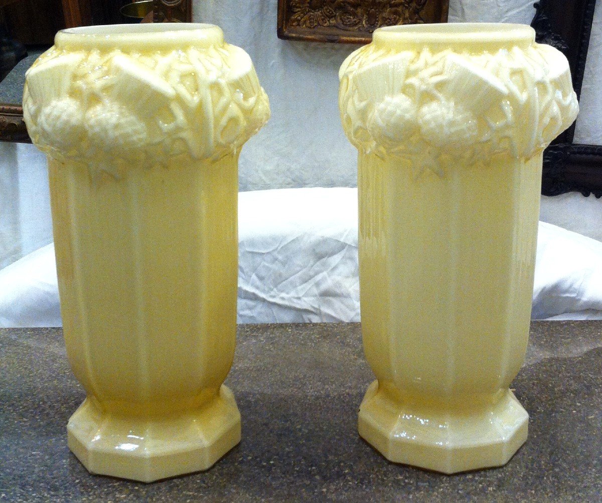 Paire De Vases En Opaline d'Epoque Art Déco-photo-2