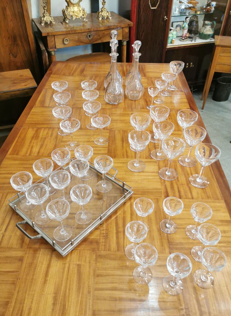 Val Saint Rambert Art Deco Crystal Service 42 Pieces-photo-2