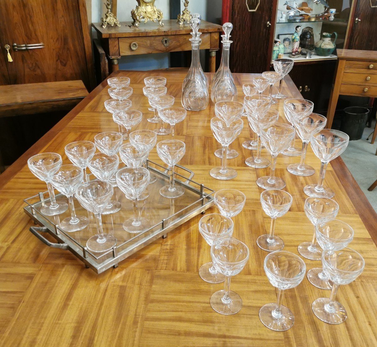 Val Saint Rambert Art Deco Crystal Service 42 Pieces