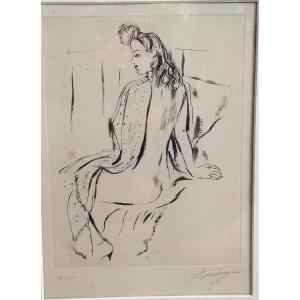 Femme a demi-nu par Louis Touchagues